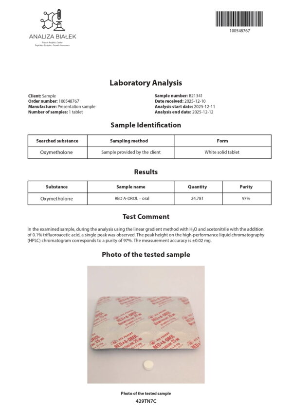 RED A-DROL (Oxymetholone) - 100 compresse х 25 mg.