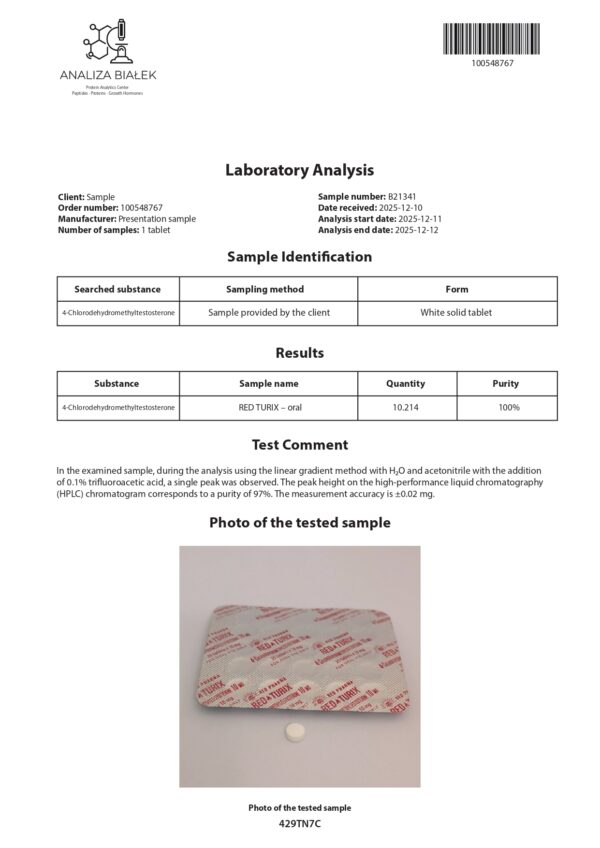 RED TURIX (4-Chlorodehydromethyltestosterone) – 100 compresse х 10 mg.