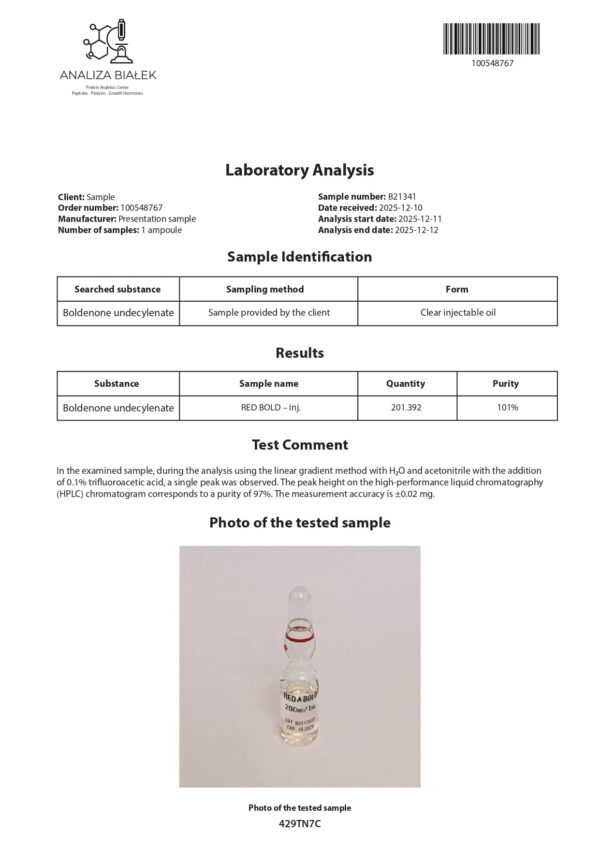 RED BOLD 250 (Boldenone Undecylenate) - 10 fiale х 250 mg.