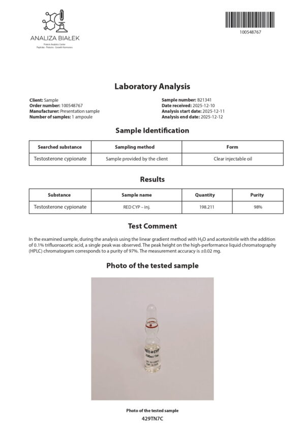 RED CYP 200 (Testosterone Cypionate) – 10 fiale х 200 mg.