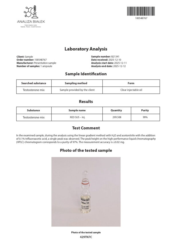 RED SUS 250 (Testosterone Blend) - 10 fiale х 250 mg.