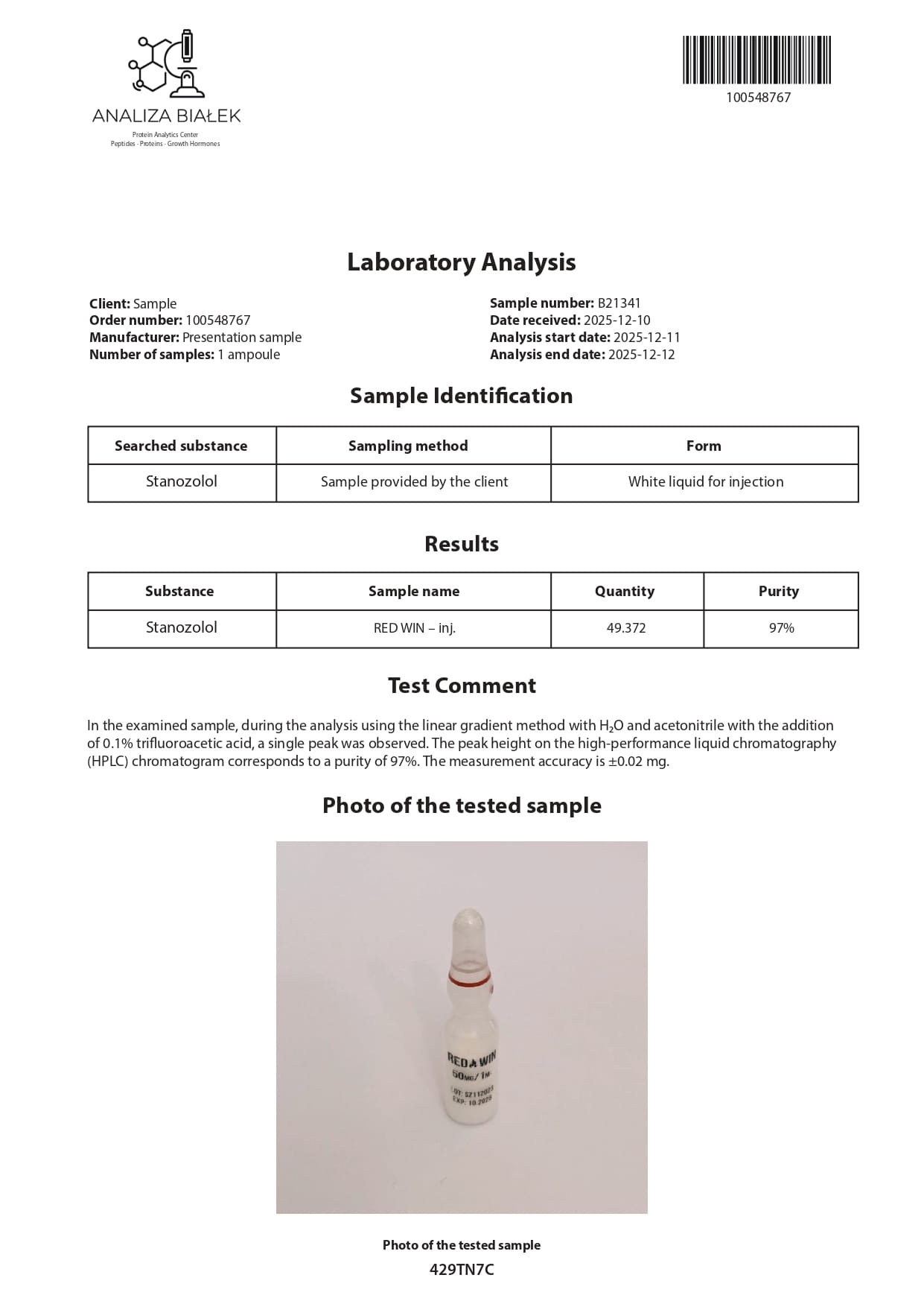 RED WIN 50 (Stanozolol) – 10 fiale х 50 mg. - immagine 4