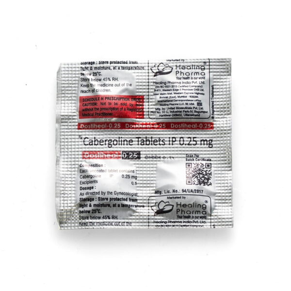 Dostiheal-0.25 (Cabergoline) - 4 compresse х 0,25 mg.