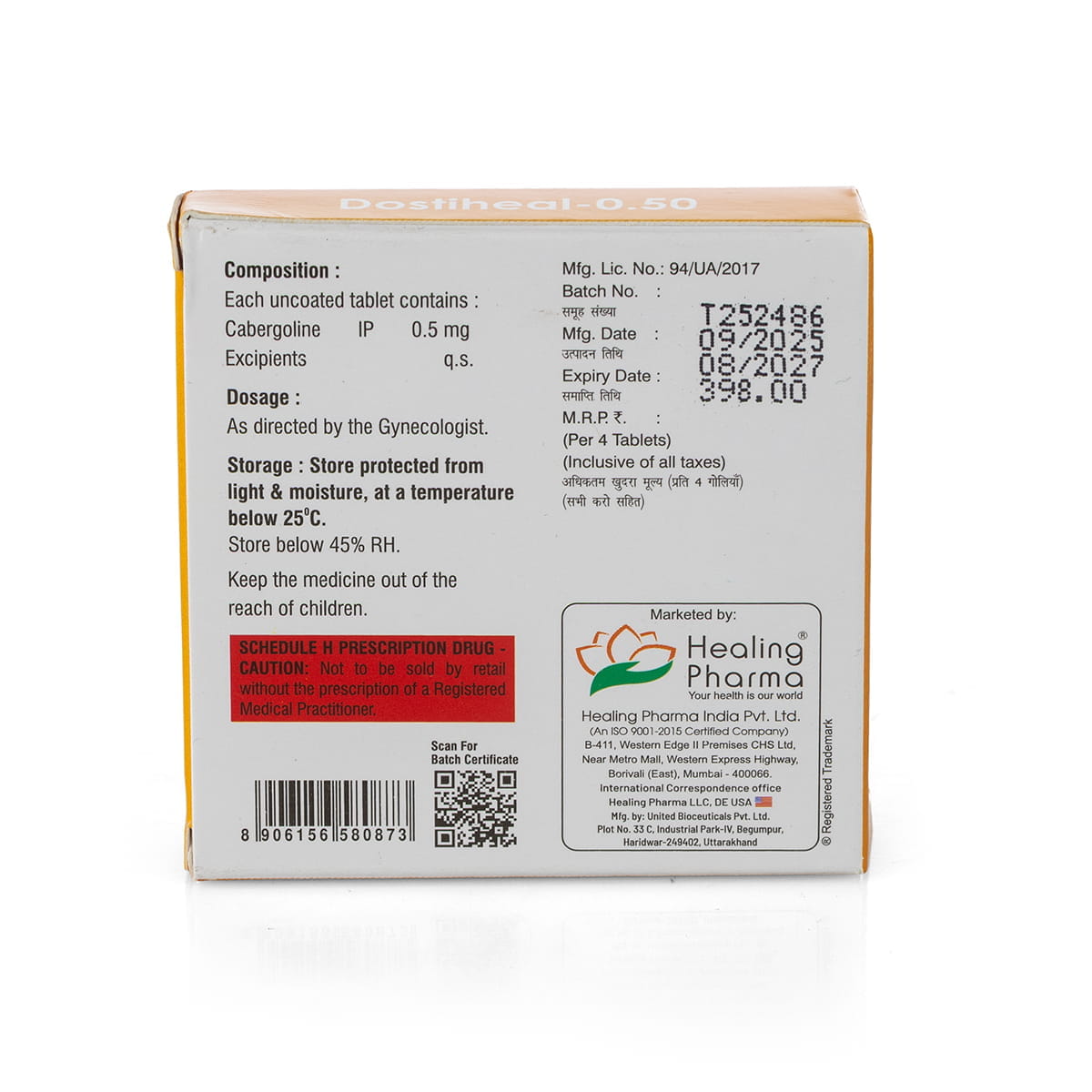 Dostiheal-0.5 (Cabergoline) - 4 compresse х 0,5 mg. - immagine 2